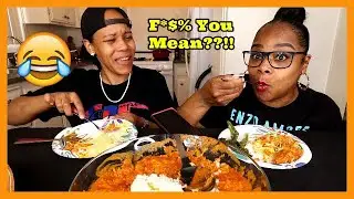 MYSTERY MUKBANG PRANK ON MY WIFE! SHE GETS HEATED!!