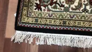 Red, Black and Green Fine Mahi Tabriz With Silk Oriental Rug 5'6x8- W-695