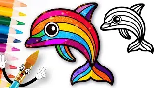 How to Draw a Cute Rainbow Dolphin Easy for Kids and Toddlers
