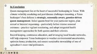 Queen Management for Texas Beekeepers