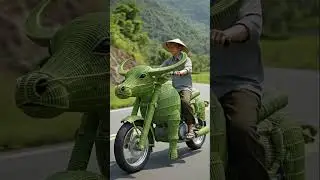 This man turned his Car into a bamboo buffalo cart #bambooart #motorcycle #ruralcraftsman