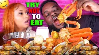 TRYING TO MAKE HER EAT! 👅 SEAFOOD BOIL MUKBANG (KING CRAB & MEGA PRAWNS) | QUEEN BEAST & BEAST MODE