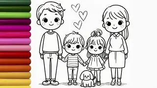 Drawing And Coloring A Family | Drawing For Kids | Family Drawing for Children