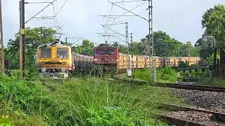 Express & Local Train on Curve & high speedy Train Crossing