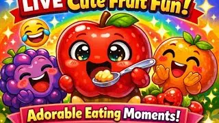 🍎 Live Cute Fruit Feeding Show – Watch Adorable Fruits Eat! 🥄 #live