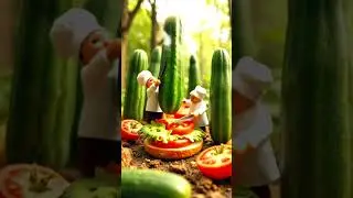 Tiny Chefs in a Giant Kitchen | Miniature Cooking Show with Giant Vegetables #tinychefs #shorts