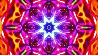 4K Animation. VJ Loop. Colorful abstract design with flower. Kaleidoscope VJ loop