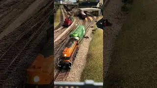 Locos Leaving the Interbay Car Shop on the HO BN #shorts