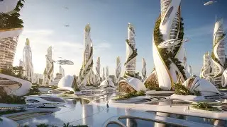 Gold & White Future City Ambience | Peaceful Sci-Fi Soundscape for Focus, Study & Sleep | 4K (1 Hour