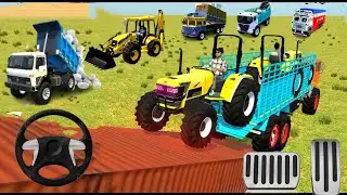 Drive Truck And Load Tractor On Truck In 3d game #truck #tractor #jcb #gamingvideos 