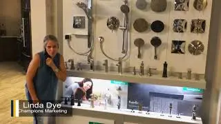 Linda Dye showing off the new Hansgrohe display