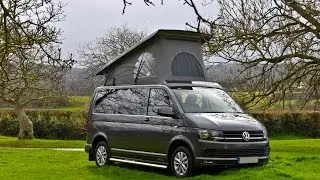 Autohaus Indium Grey VW T6 Campervan - Black Leather