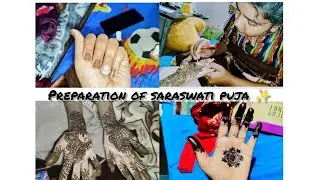 Saraswati Puja Preparation Vlog | Face Care, Mehndi & Nail Paint | One Day Before Puja 🤍✨