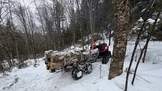 Part 1; loading firewood by hand and transporting it by four-wheel Honda foreman 520