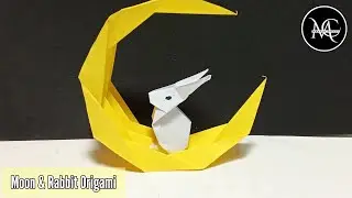 Moon and Rabbit Origami / How to make paper moon and rabbit