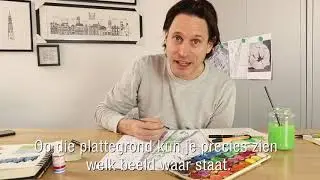 Getekende plattegrond van beeldenpark Utrecht door Lex van Elten