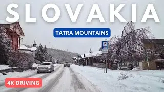 Driving in Slovakia: Snow in Tatra Mountains: 4K January 2024
