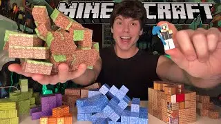 CONTRUÍ O MINECRAFT NA VIDA REAL COM BLOCOS DE GRAMA, MADEIRA, ÁGUA E MUITO MAIS! MINEBLOCKS