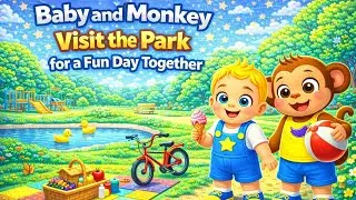 Baby and Monkey Visit the Park for a Fun Day Together