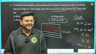 11. A cuboid of unit length, unit breadth and of height 10 units is cut into 10 cubical pieces of ed