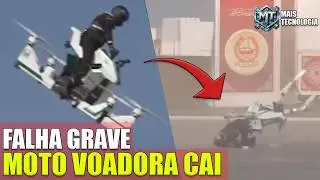 Moto voadora cai de 30 metros em teste real