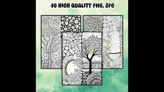Zentangle Worksheets with Geometric Patterns | Printable Zendoodle Templates (PDF JPG PNG)