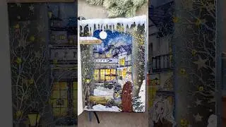 ASMR journal Christmas scenery🌙❄️🎄🕯️💫🌌|#asmr #journal #scrapbooking #christmas #december