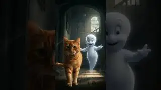 Casper the friendly ghost and cat #DreamScreenAI #aivideo #ai  #animeshorts #casperthefriendlyghost