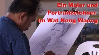 Kunstmaler und Portraitzeichner im Wat Nong Waeng, Khon Kaen
