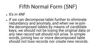 5th Normal Form (5NF)|Project-Join Normal Form)|Joi Dependency|Normalization|Domain key normal form
