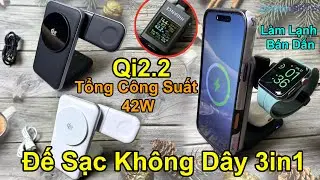 3-in-1 Wireless Charging Pad, Qi 2.2 Standard, Fast Charging, 42W Total Power, Semiconductor Cool...