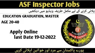 ASF Jobs 2022 Inspector|| Apply Online FPSC||