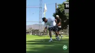 Golfing Drama: Clutch Putt on 9th Hole for a Tight Game! #shorts