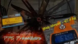 PPG Propellers. Testing 5 different props. On my back and on a thrust table