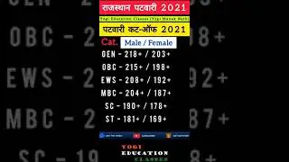 PATWARI CUT OFF 2021 | PATWARI CUT OFF 2021 RAJASTHAN | PATWARI RESULT 2021 | RSMSSB PATWARI CUT OFF