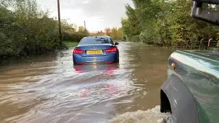Flash Floods in Herefordshire 2019: Real life footage from a Land Rover Defender and a Trailer