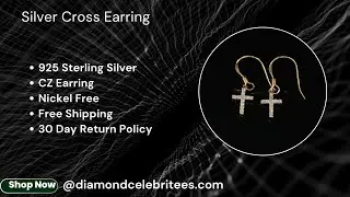 DiamondCelebritees Yellow 925 Silver 0.27ct Cubic Zirconia Men's & Women's Dangling Cross Earrings