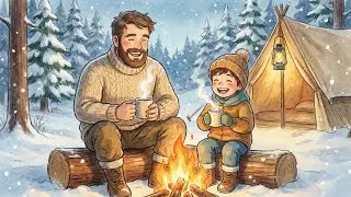 Winter Camping With My Son in Snowy Forest 🏕️❄️ Cozy Ghibli Style Video | Cozy Ghibli Vibes