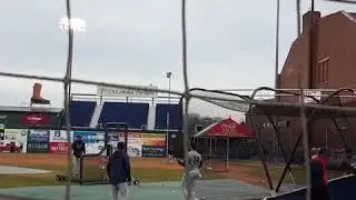 Tim Tebow homers during batting practice for Binghamton Rumble Ponies