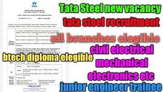 Tata steel new recruitment 2021||jusco new vacancies je AE civil electrical mechanical electronics