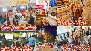 Wuhan Subway Station Tour |  Night Market Jianghanlu | Street Food | Miniso Tour | CHINA