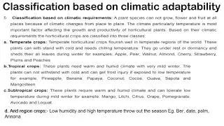 classification of fruit crops on basis of climate availability