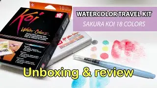 WATERCOLOR | SAKURA KOI WATERCOLORS TRAVEL KIT 18 COLORS |  Unboxing & Simple review