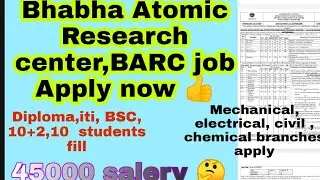 #Barc#Diploma Bhabha Atomic Research center,BARC job  Apply now 👍