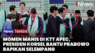 Akrab! Momen Presiden Korsel Bantu Prabowo Rapikan Selempang di Sela KTT APEC