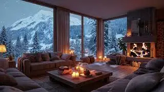 Relaxing Holiday Cabin Ambience &ndash; Fireplace and Snowfall for Sleep & Calm