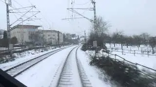 F&uuml;hrerstandsfahrt ET 423 Marbach-Benningen &uuml;ber das Viadukt.