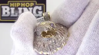 1.03 Carat Diamond Lion Head Pendant Gold .925 Sterling Silver
