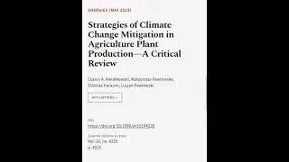 Strategies of Climate Change Mitigation in Agriculture Plant Production&mdash;A Critical Re... | RTCL.TV