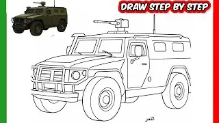 How to Draw a Tiger Armored Vehicle Step by Step  #Tiger-vehicle #howtodraw